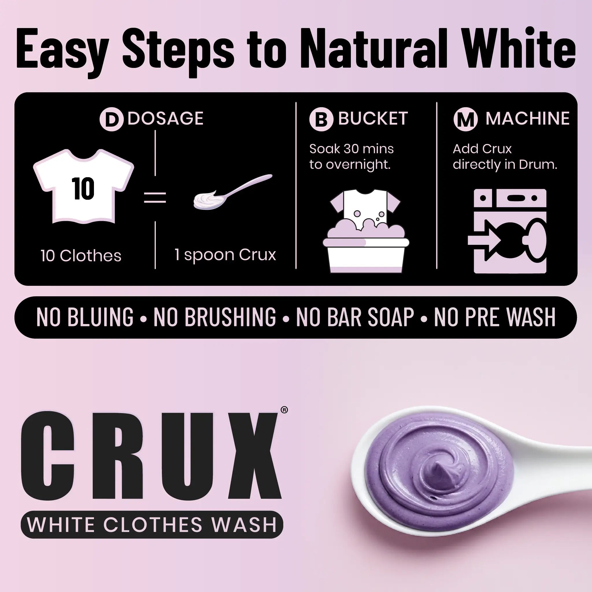 CRUX White Clothes Wash Cream – No Fluorescence